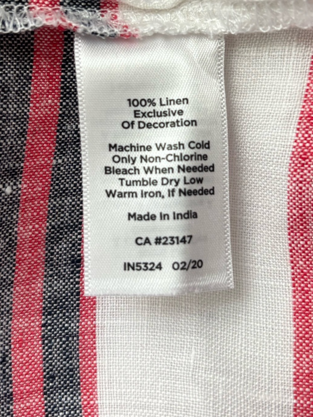 Talbots Linen Border Stripe Top Red White & Blue Smocked Neck Short Sleeve 2X - Picture 10 of 13